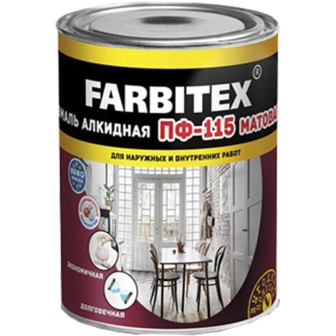 Эмаль алкидная ПФ-115 FARBITEX белая матовая 2,7 кг Эмаль алкидная ПФ-115 FARBITEX белая матовая 2,7 кг