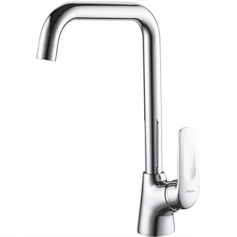 Смеситель для кухни однорыч. 35мм гайка излив высокий поворотн Латунь Хром Ledeme L4048
