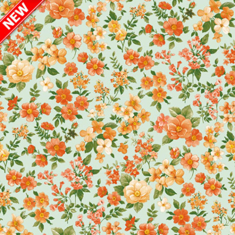 Клеенка ПВХ нетканая основа 1,4*20м цветы на зеленом Dekorama