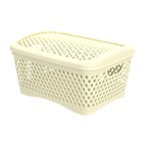 Корзинка пластиковая 295*220*140 мм с крышкой Ваниль Ромбики M