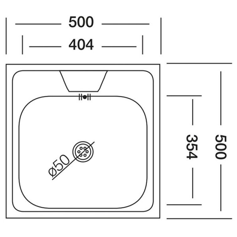 Фото Мойка кухонная 50*50*16см 0,6мм. (без сифона) Vladiks L-406