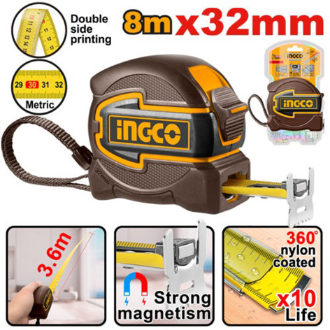Рулетка 8 х 32 мм INGCO HSMT80832M INDUSTRIAL