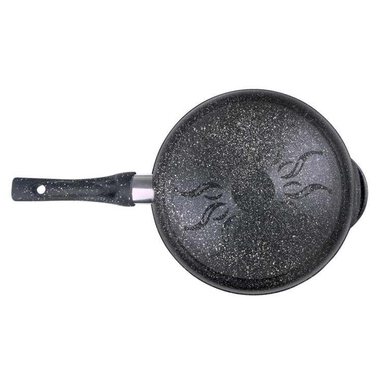 Картинка Сковорода алюминиевая 24 см стекл крышка под упак Гранит Горница с2411аг