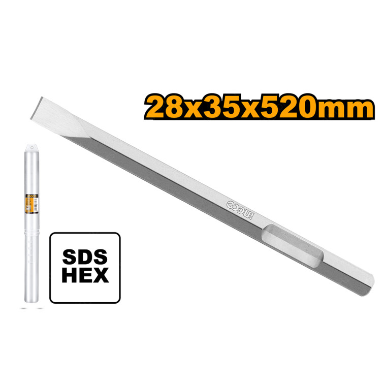 Зубило пикообразное HEX 28х520 мм INGCO DBC04352011 INDUSTRIAL