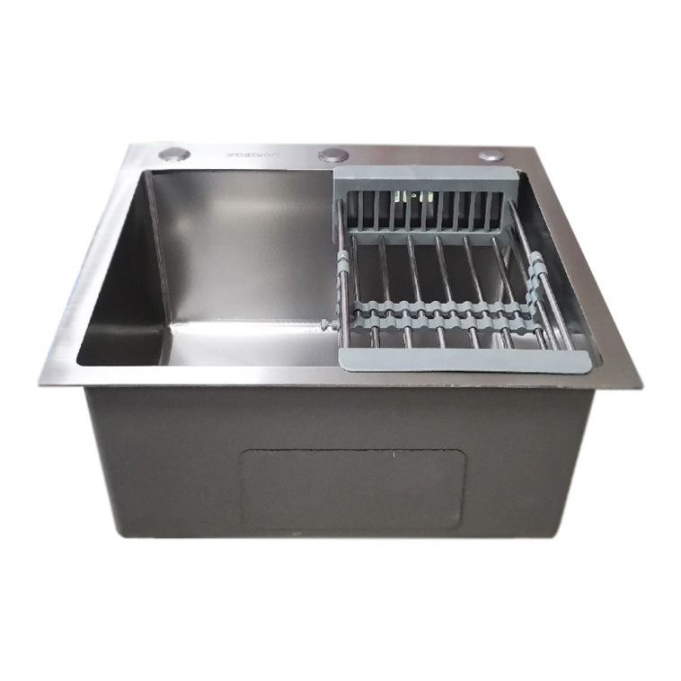Мойка кухонная DIKALAN нерж. сталь SUS-304 стальной матовый 50*50*22 сифон (3) KN505005