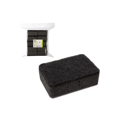 Губка поролоновая для посуды 10 шт 9,5*6,5*3 см прямоуг двухслойная черный KS-08 Рыжий кот