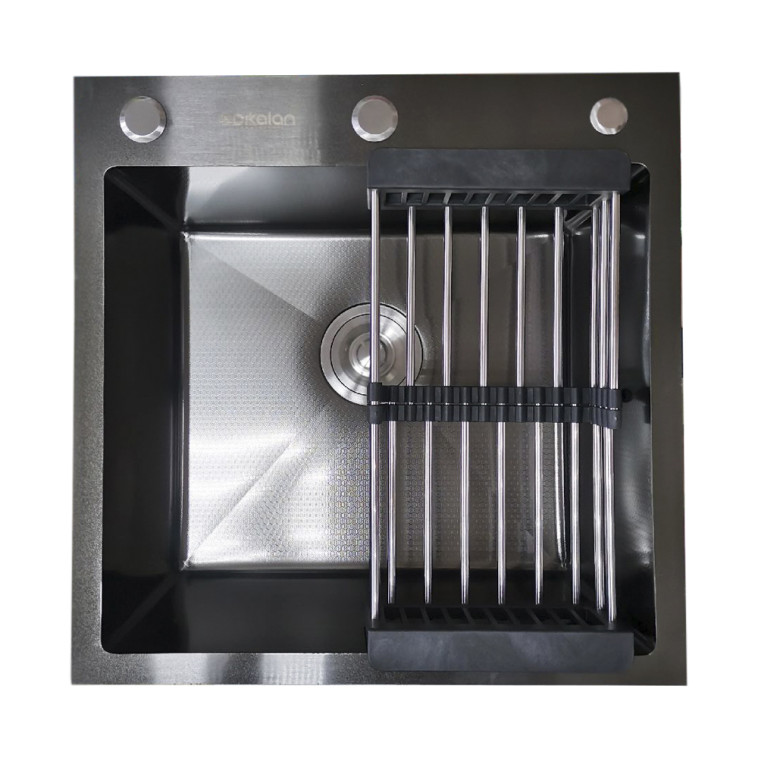 Фото Мойка кухонная DIKALAN нерж. сталь SUS-304 черный 50*50*22 сифон (3) KN505008