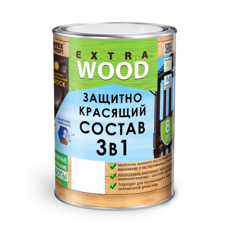 Изображение Защитно-красящий состав алкидный 3в1 FARBITEX PROFI WOOD EXTRA розовая пудра 0,8л