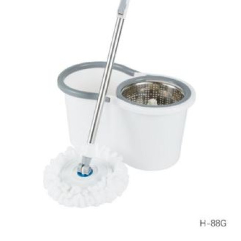Набор ведро пластиковое 10 л метал центрифугой + швабра метал 33*33*122 см Gray Baizheng