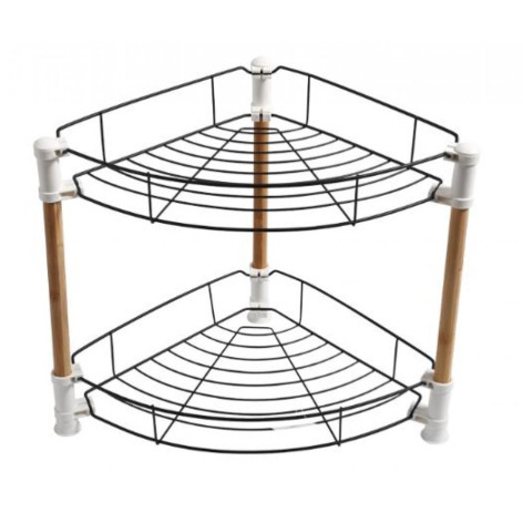 Этажерка металлическая 2-х ярусная угловая 38.5*27.5*32 см черный Baizheng