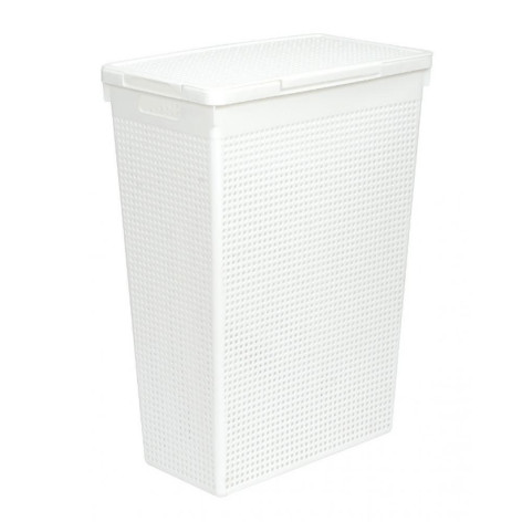 Корзина пластиковая для белья 50 л узкая с крышкой белый Лофт Violet