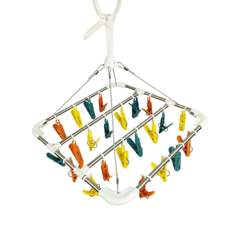 Сушилка для белья 34*34 см квадратная 24 прищепки подвесная металл трубки ассорти Baizheng