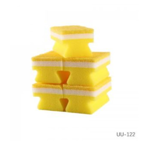 Губка поролоновая с фиброй для посуды 5 шт 9,4*6,7*3,2 см желтый Baizheng