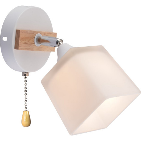 Бра 1 плафон 19*10*19 см E27 60Вт 4м2 Е27 60Вт 4м2 плафон стекло белый хром Baizheng