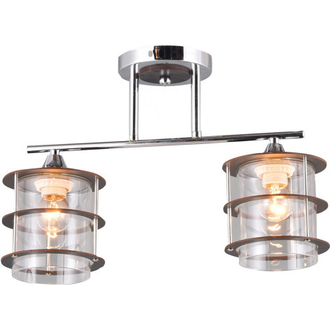 Люстра 2 плафона 41*13*27 см E27 60Вт 9м2 плафон стекло хром  Baizheng