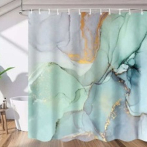 Штора для ванной 180х180см Baizheng BZ-HC1133 полиэстер 90 г/см акварель серый с золотом
