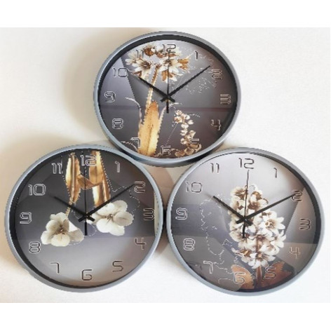 Часы пластиковые настенные 28*28*4 см микс BZ-528-43 Baizheng