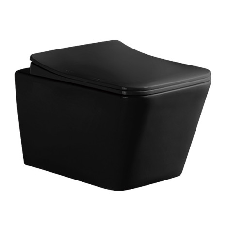 Унитаз подвесной Knois KN102000B черный, душевой слив, микролифт 53,5*36*34 см Унитаз подвесной Knois KN102000B черный, душевой слив, микролифт 53,5*36*34 см