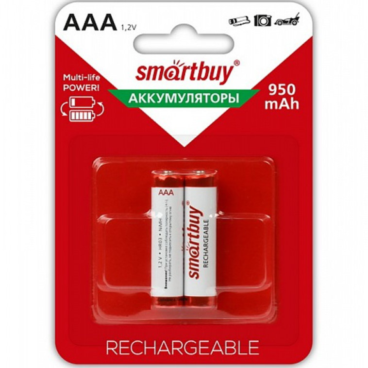 Фото Батарейка AAA Мизинчиковая 1,5V NiMh аккумуляторная 1100mAh Smartbuy (блистер 2шт)