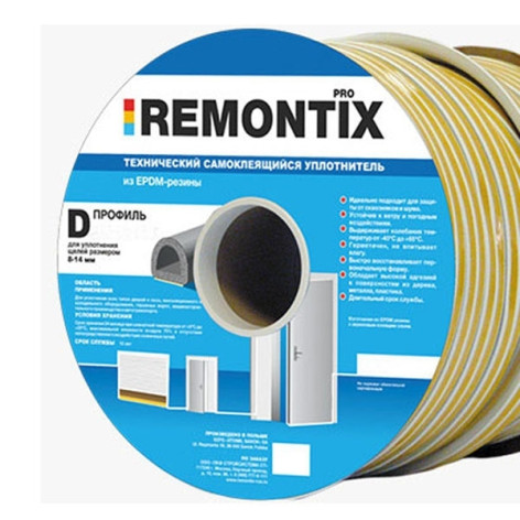 Уплотнитель D-профиль 12*14 Remontix белый 40 метров Уплотнитель D-профиль 12*14 Remontix белый 40 метров