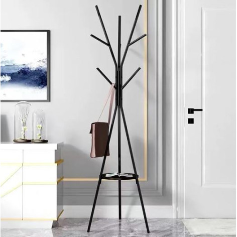 Вешалка металлическая напольная 45*45*180 см полка для сумок черный Гора Baizheng