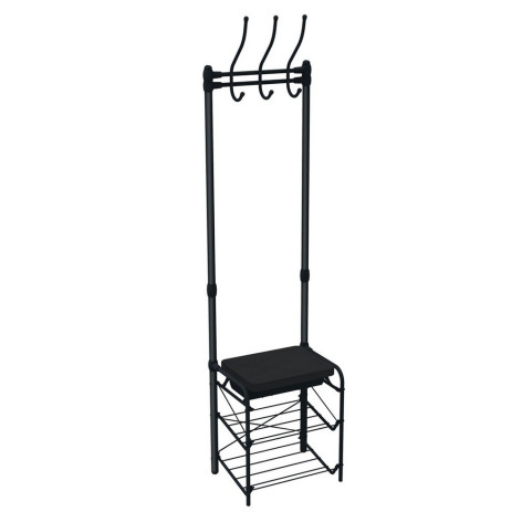 Вешалка металлическая напольная 475*330*1750 мм в прихожую 3 крючка черный/мат черный Nika