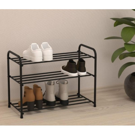 Подставка металлическая для обуви 3 х ярусная 66*30*48 см черный Альфа 23 ЗМИ