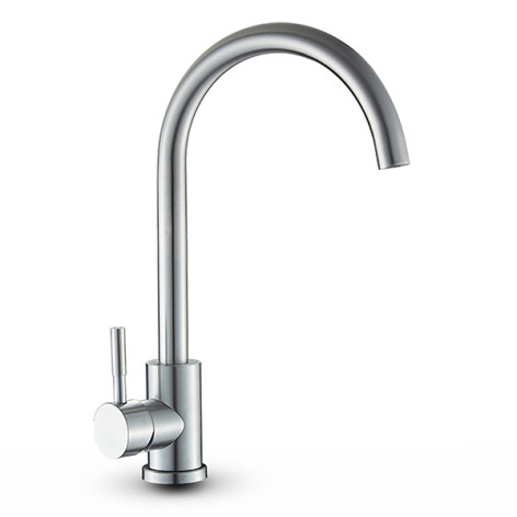 Смеситель DIKALAN для кухни однорыч. 40мм гайка высокий излив нерж.сталь (12) B4065