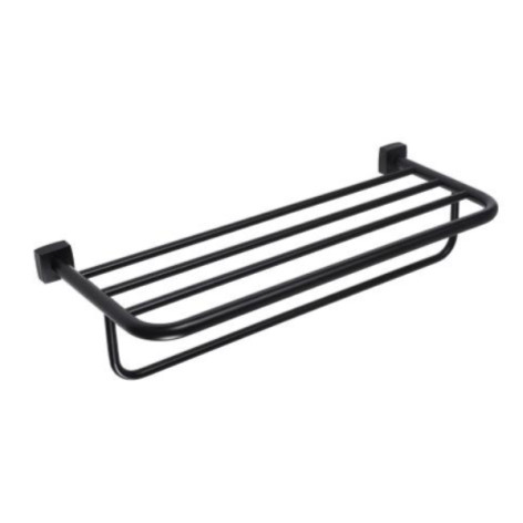 Полка металлическая с держателем для полотенец 12,8*25*60см черный BZ-KD25 (10) Baizheng