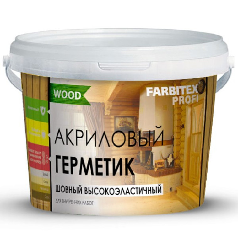 Фото Герметик акриловый для дерева шовный высокоэластичный белый 3кг Farbitex Profi Good
