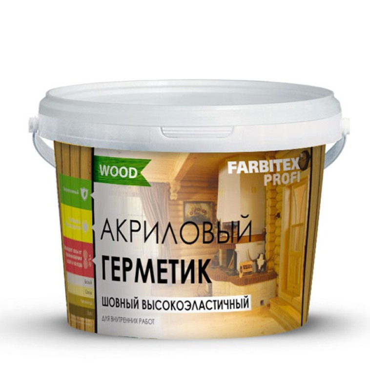 Изображение Герметик акриловый для дерева шовный высокоэластичный орех 3кг Farbitex Profi Good