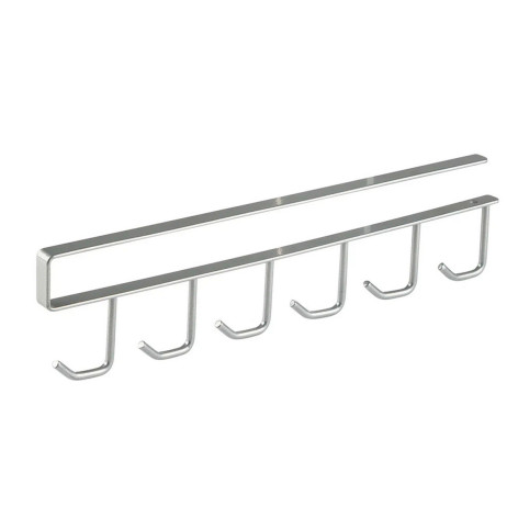 Держатель металлический навесной для 6 кружек полочный 28*1*6,5 см серебро Mallony