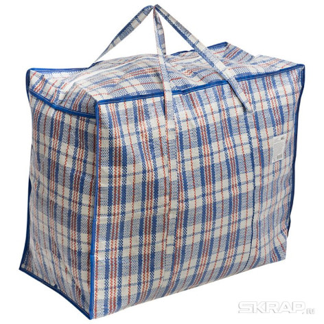 Сумка полипропилен 60*50*30 см хозяйственная на молнии Клетка Рыжий кот