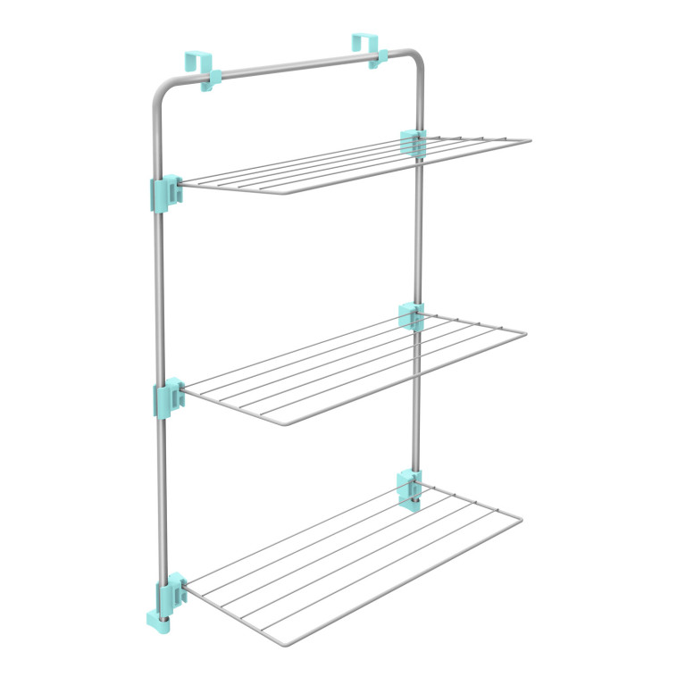 Сушилка металлическая надверная для белья 595*330*910 мм 3 яруса серебро Nika