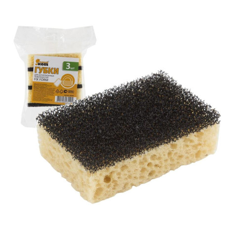 Губка поролоновая 3 шт 6*9,3*3 см для антипригарных поверхностей Рыжий кот