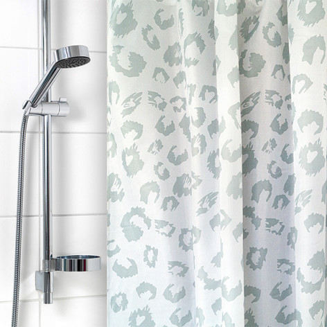 Штора для ванной 180х180см полиэстер Леопард серый