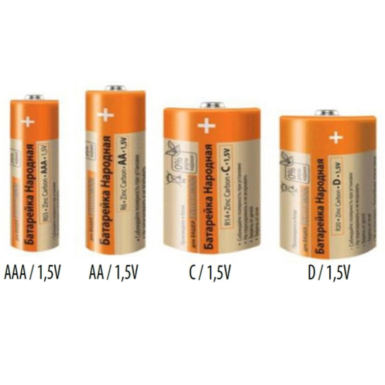 Изображение Батарейка AAA Мизинчиковая 1,5V R03 Zinc Carbon SH-4 (4/60) Народный
