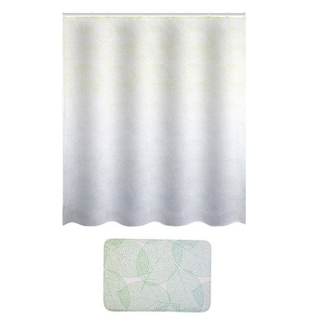 Набор для ванной комнаты штора 180*160 см коврик 45*68 см листья Рыжий Кот