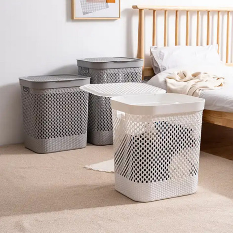 Корзина пластиковая для белья 45 л 460*365*455 мм с крышкой микс BZ-ZR905 Baizheng