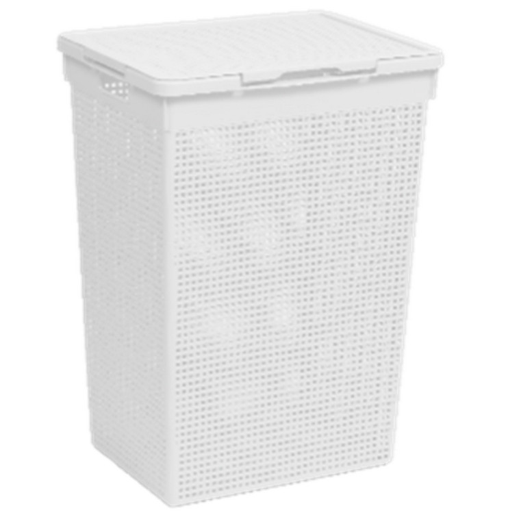 Корзина пластиковая для белья 60 л 430*330*59,5 мм с крышкой белый Лофт Violet