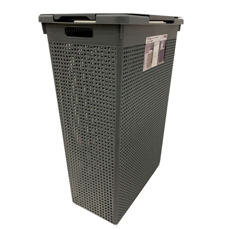 Фото Корзина пластиковая для белья 60 л 430*330*59,5 мм с крышкой серый Лофт Violet