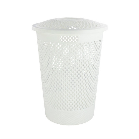 Корзина пластиковая для белья 35 л 440*500 мм с крышкой белый BZ-ZR920 Baizheng