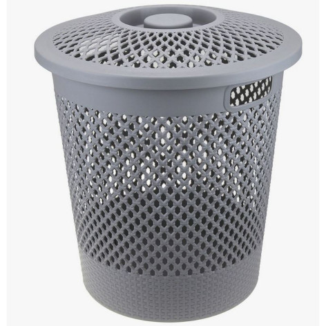 Корзина пластиковая для белья 35 л 440*500 мм с крышкой серый BZ-ZR920 Baizheng