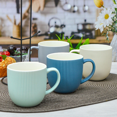 Набор керамический 5 пр 380 мл кружки металл подставка 202378 Bonjart