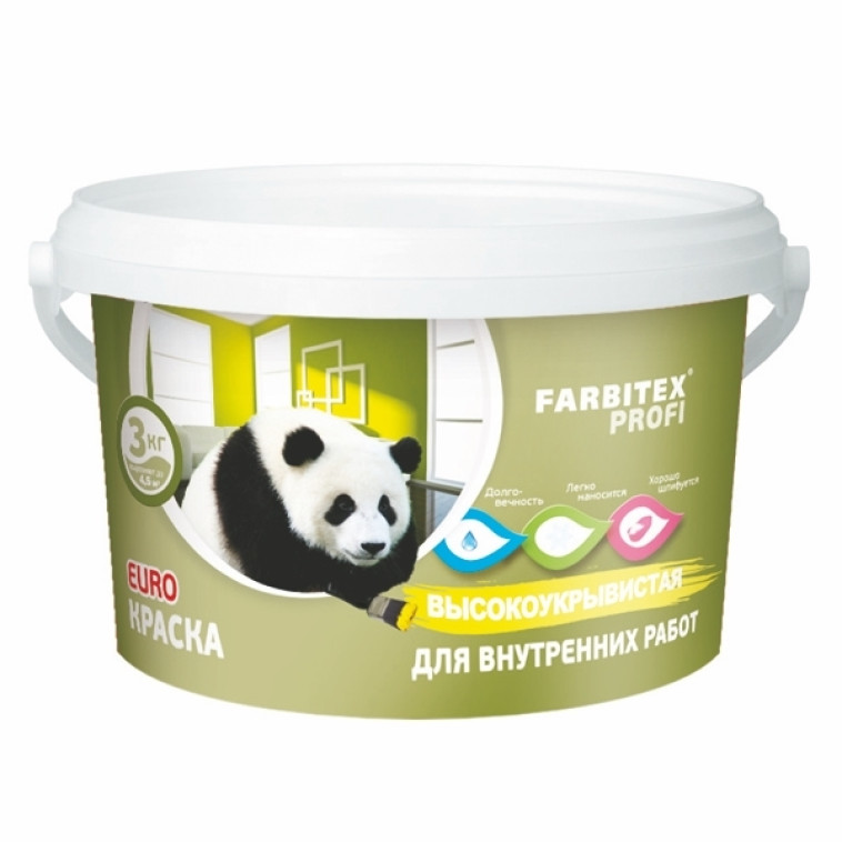 ВДК интерьерная Farbitex Profi акриловая высокоукрывистая белая база А 1,0кг