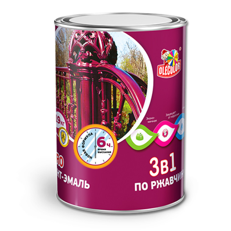 Изображение Грунт-эмаль по ржавчине алкидная OLECOLOR черная 2,0кг