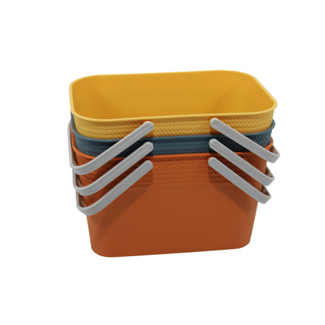 Корзина пластиковая 260*190*155 мм длинные ручки в ассортименте Baizheng