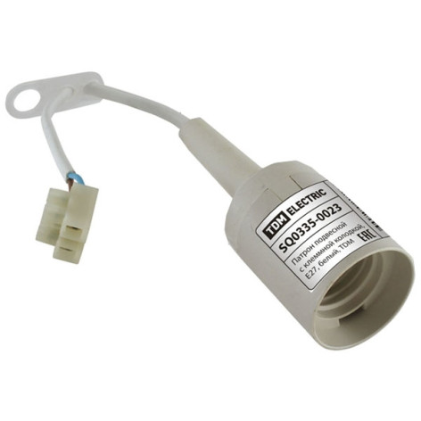 Патрон Е27 подвесной с клеммной колодкой, белый, TDM