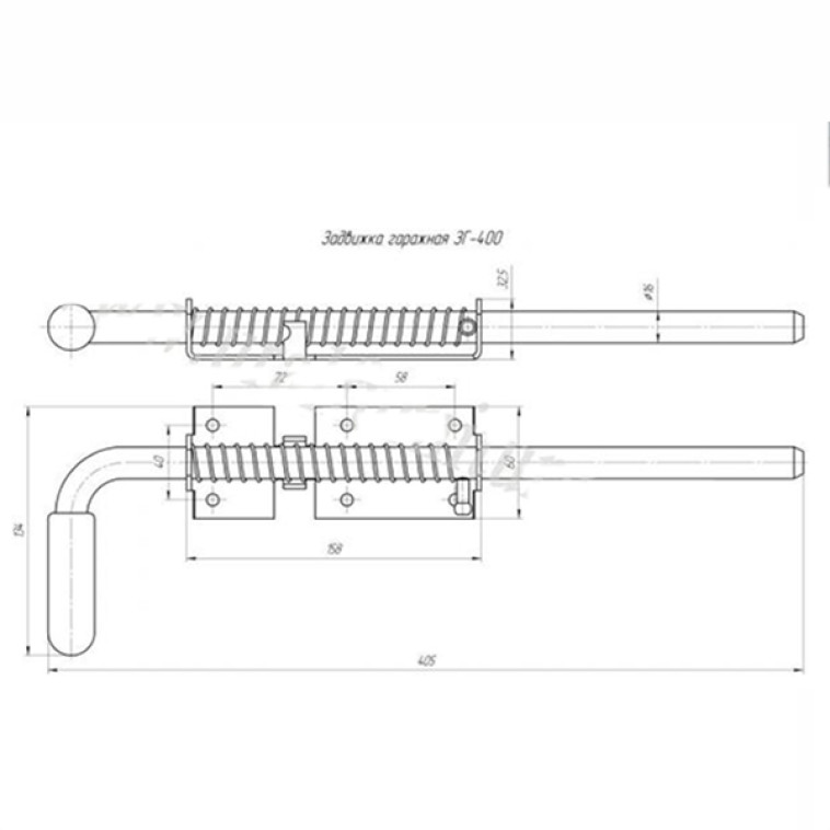 Изображение Задвижка гаражная ЗГ-400 П Антик медь (10)