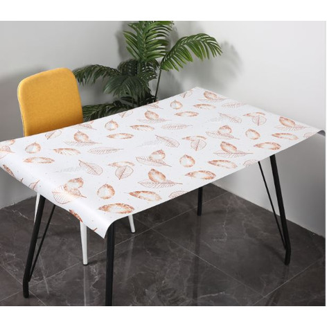 Клеенка силиконовая 1,0*20 м 0,6 мм медно-серебряные листочки на белом Baizheng